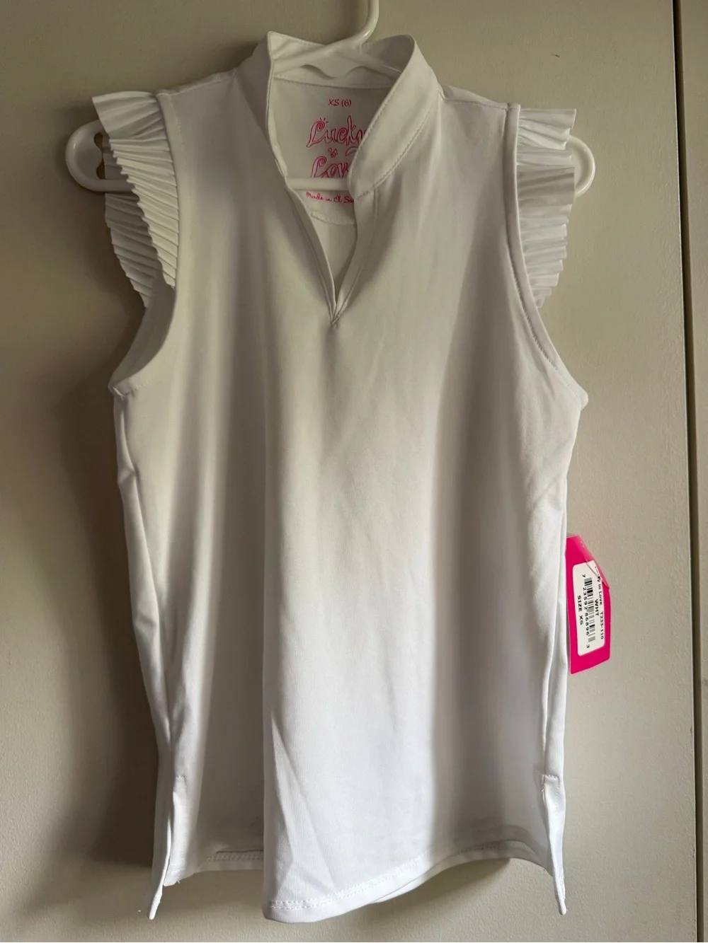 NWT Girls Lucky in Love White Tennis Top/Pleated Skort Set XS/6 MSRP $102